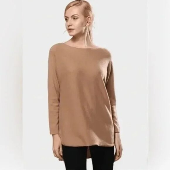 Michael Kors Sweaters - Michael Kors Size Small S Tan Camel Knit Gold Zip Back Pullover Hi Low Sweater